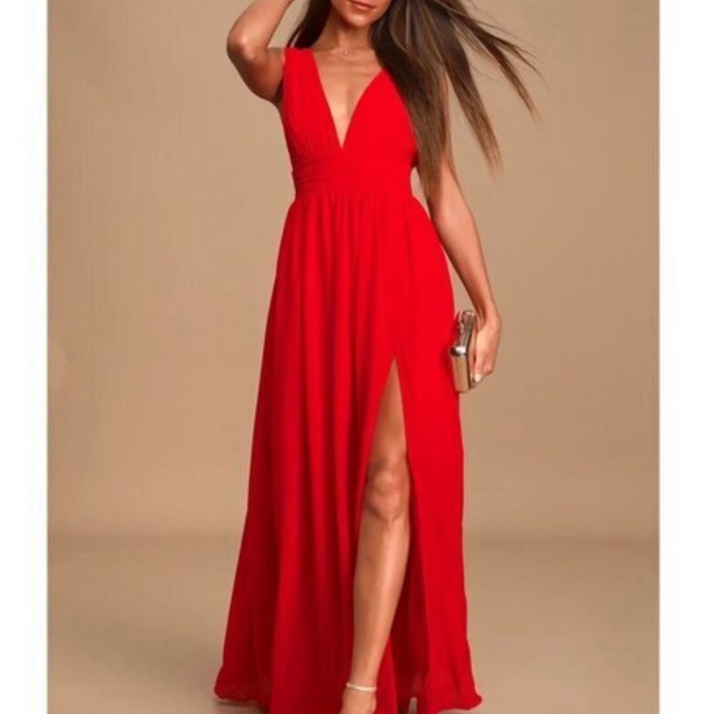 Lulu's Vibrant Red Maxi Dress